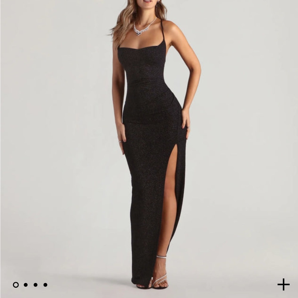 Amirah Formal Glitter Cowl Neck Long Dress